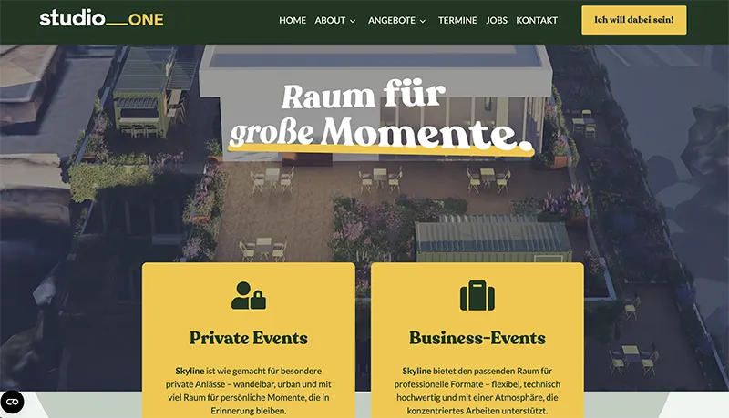 Screenshot von der Eventseite vom studio_one